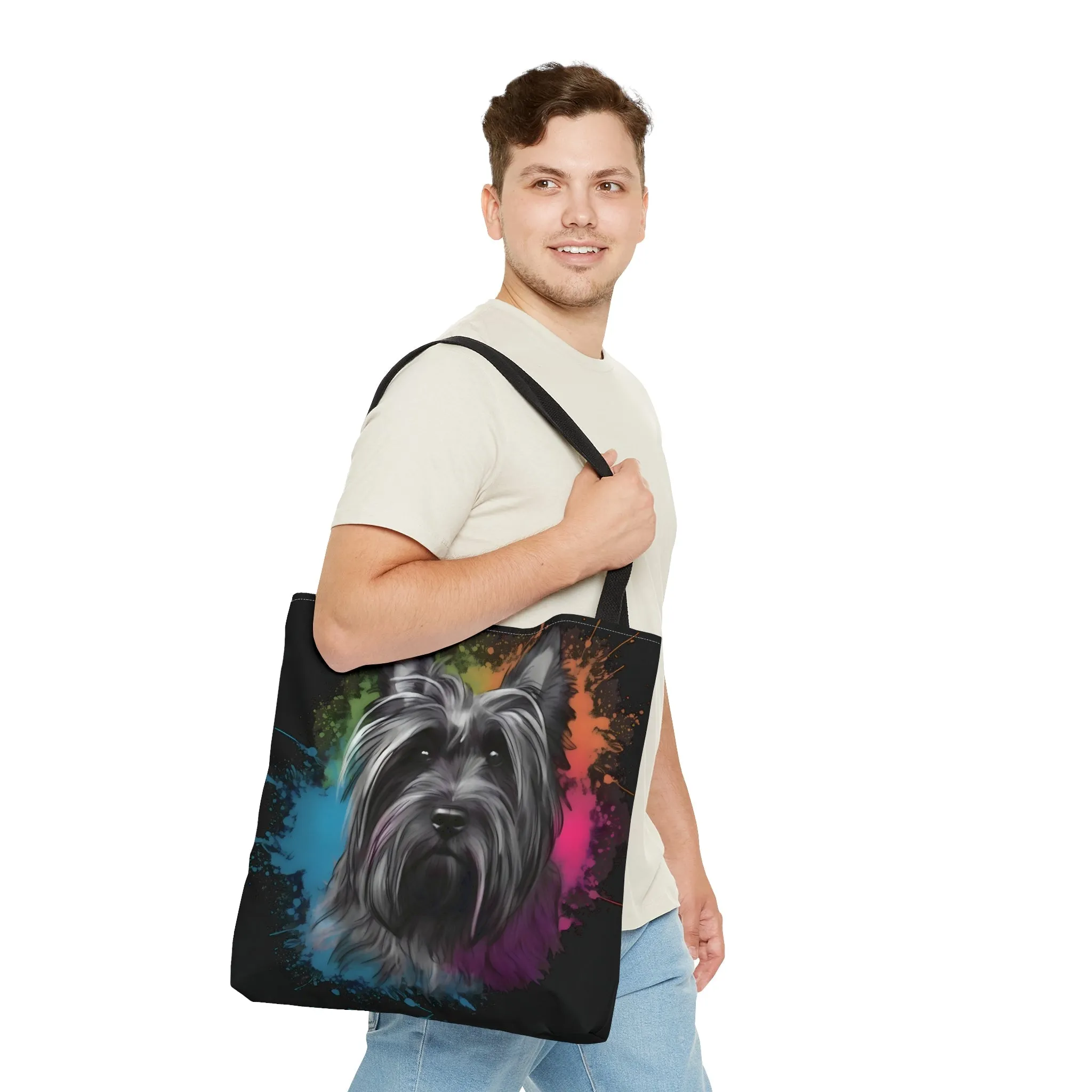 Acrylic Paint Skye Terrier Portrait Tote Bag