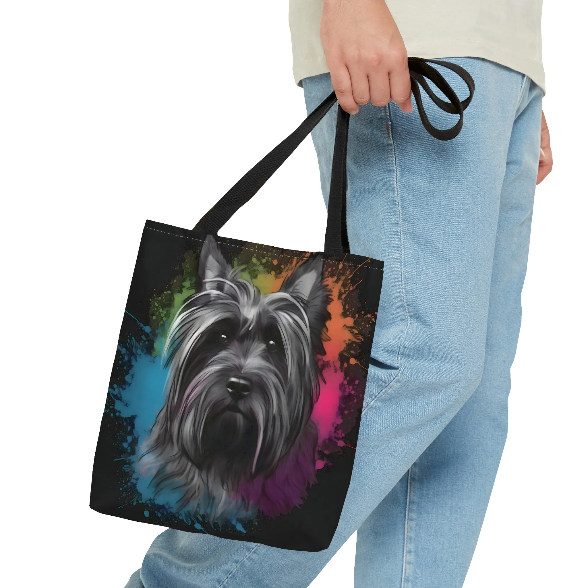 Acrylic Paint Skye Terrier Portrait Tote Bag