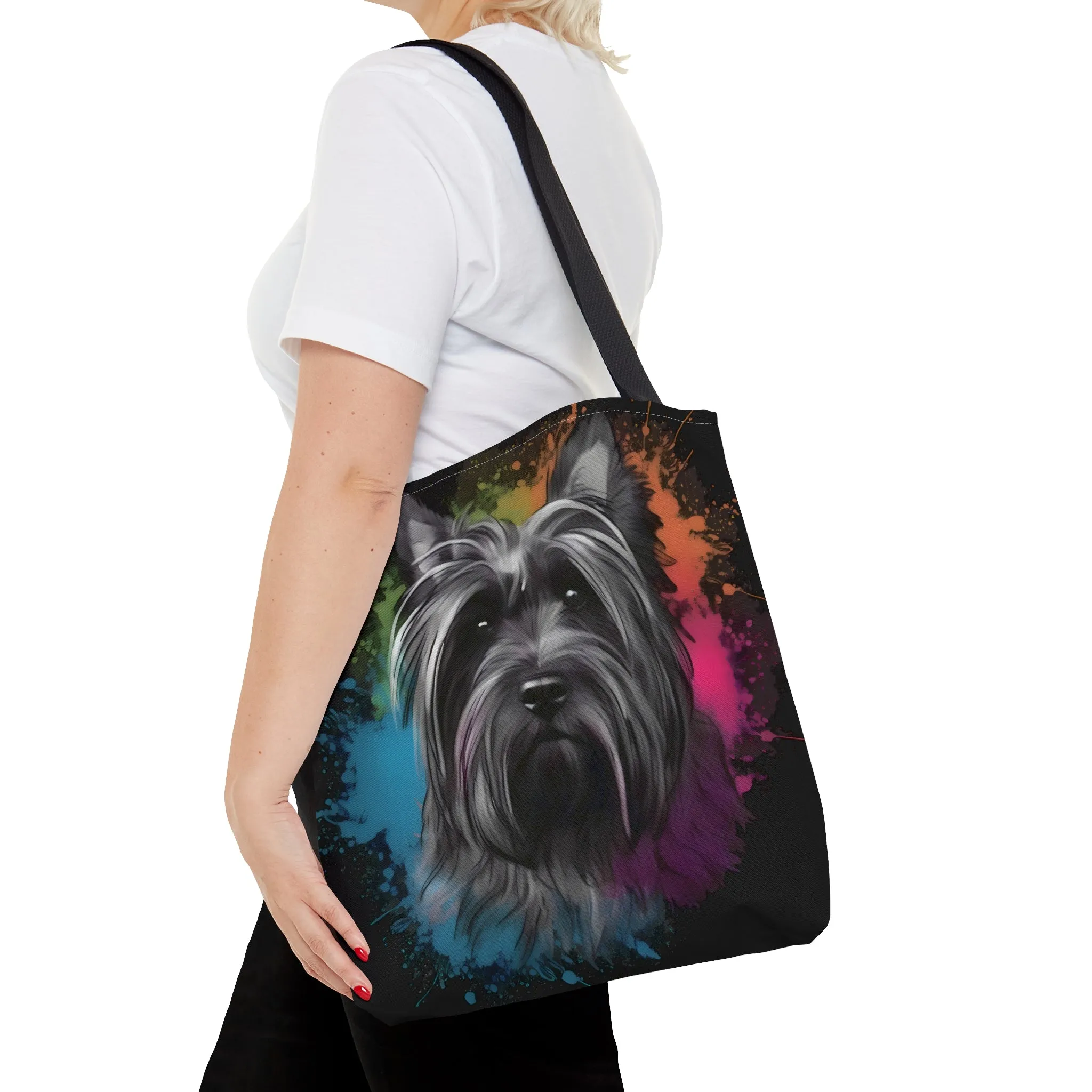 Acrylic Paint Skye Terrier Portrait Tote Bag