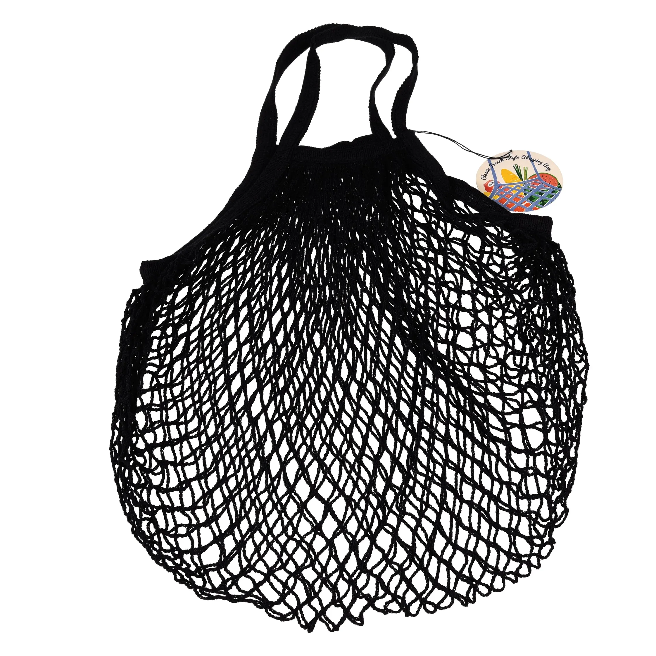 Black organic string shopping bag