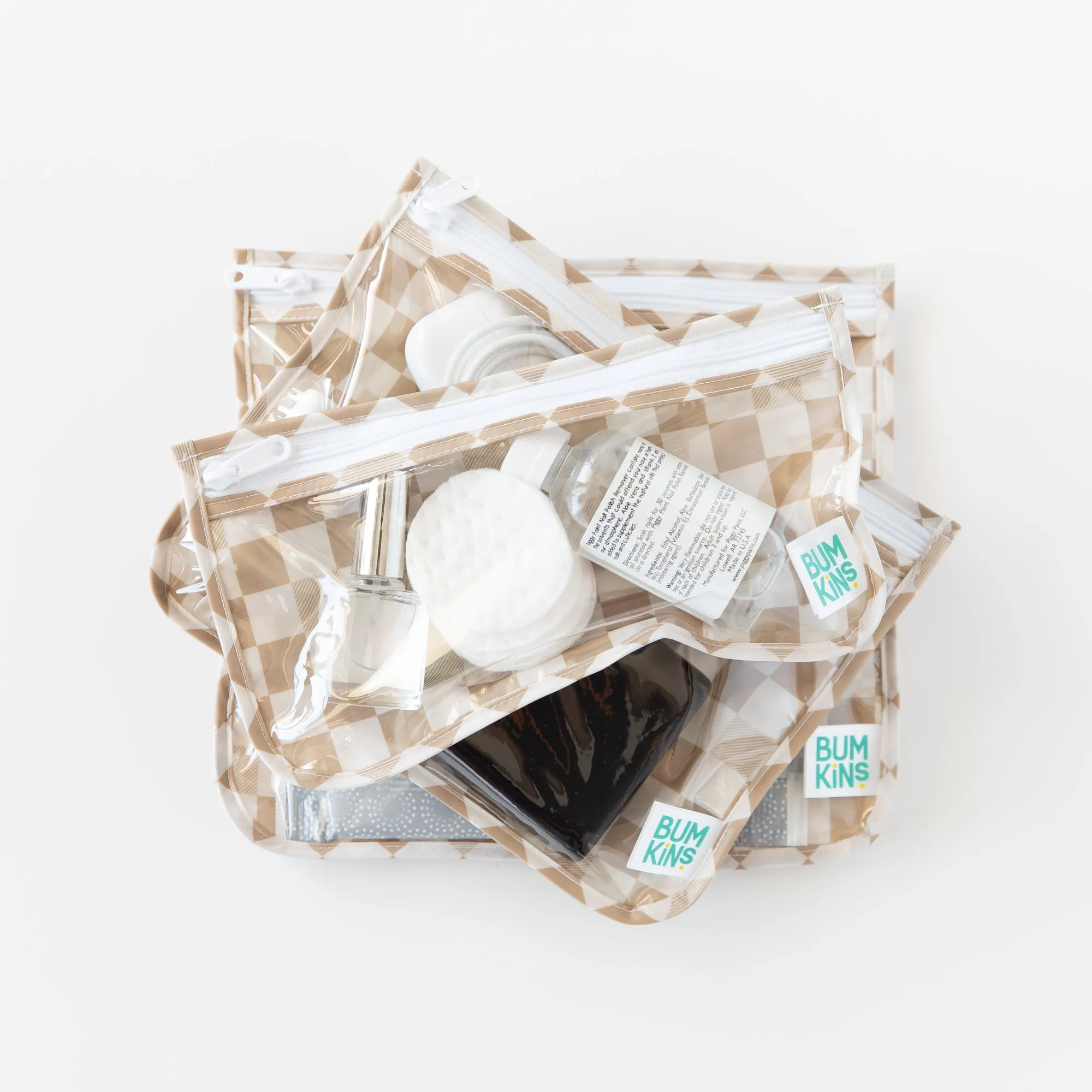 Clear Travel Bag 3 Pack: Sand Check