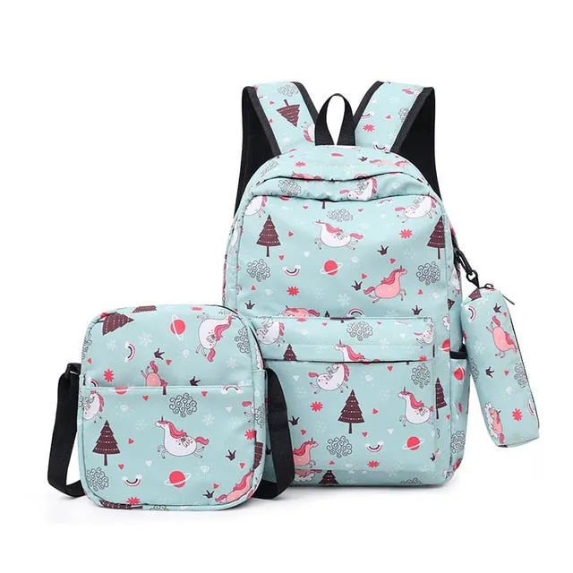 deanwangkt 3pcs/set Printing School Bags Backpacks Schoolbag Fashion Kids Lovely Backpack For Children Girls School bag Student Mochila sac