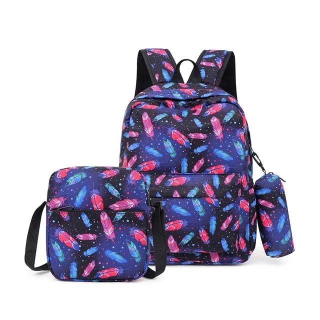 deanwangkt 3pcs/set Printing School Bags Backpacks Schoolbag Fashion Kids Lovely Backpack For Children Girls School bag Student Mochila sac