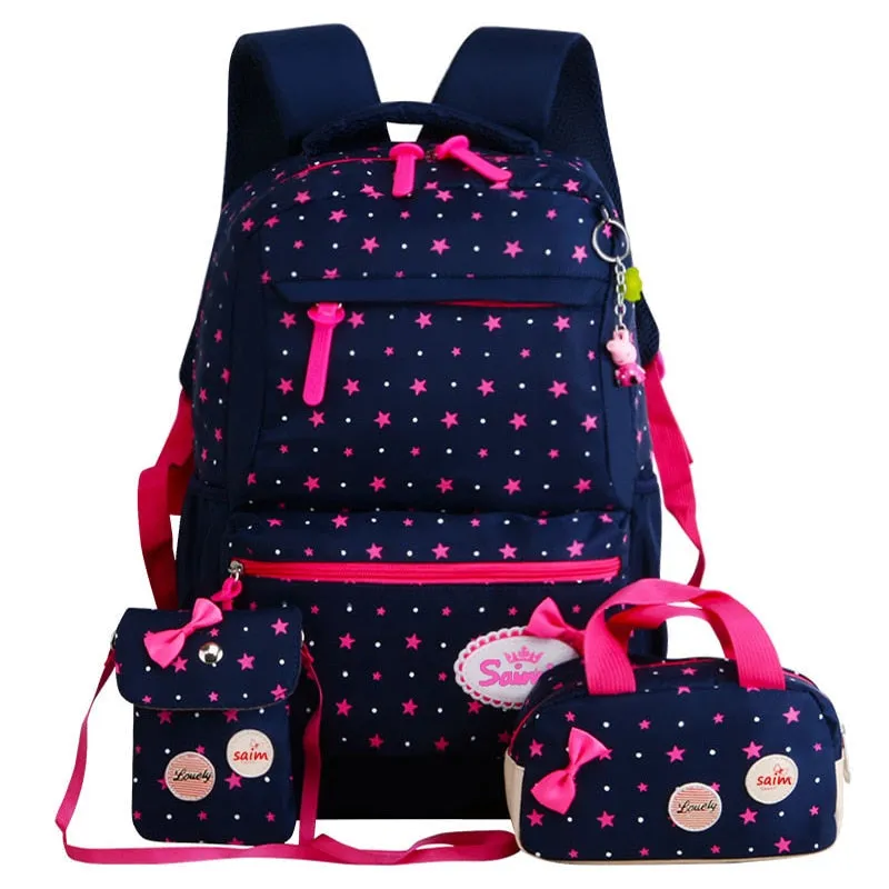 deanwangkt 3pcs/set Printing School Bags Backpacks Schoolbag Fashion Kids Lovely Backpack For Children Girls School bag Student Mochila sac