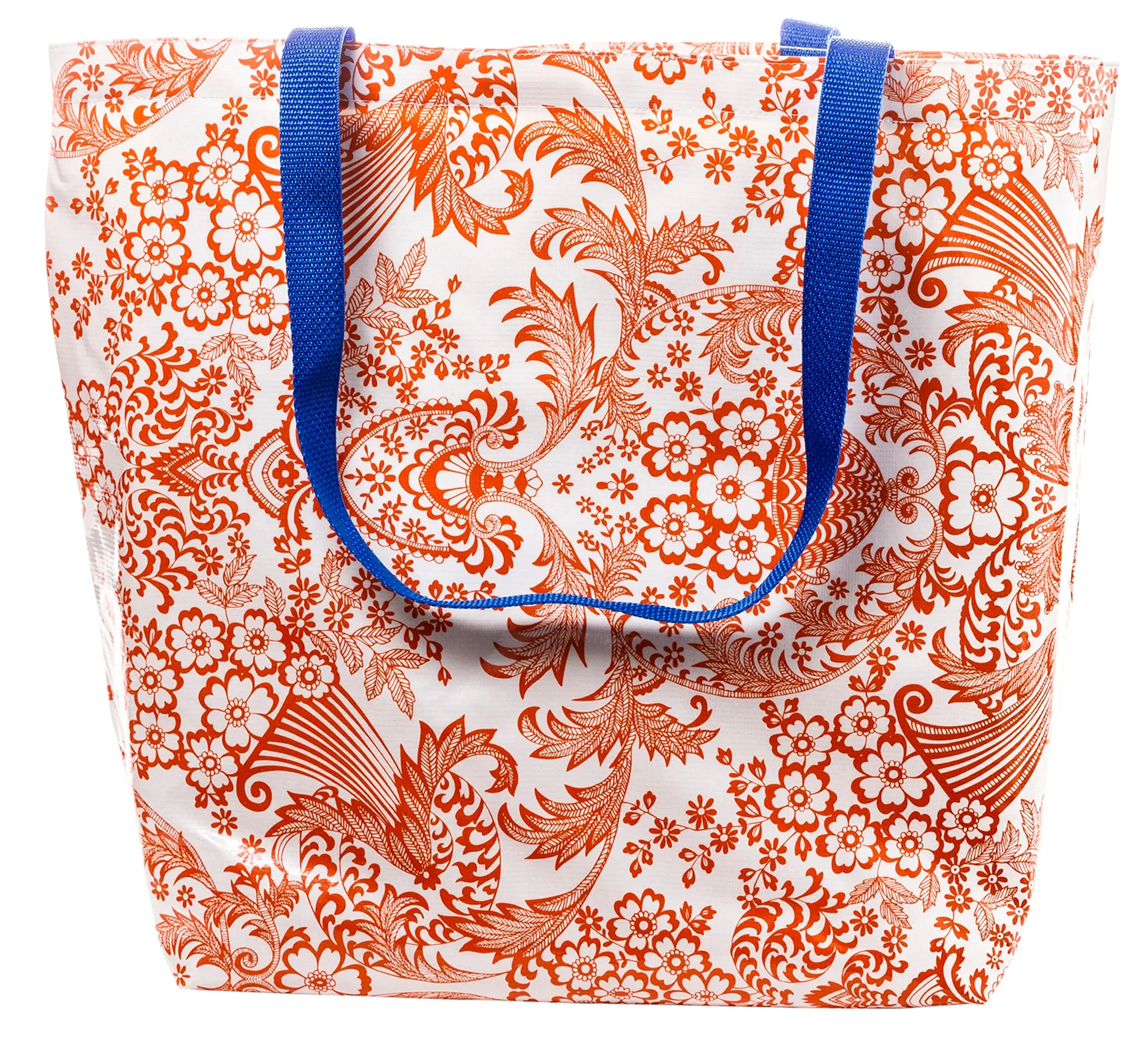 Freckled Sage Oilcloth Market Bags in Toile Orange