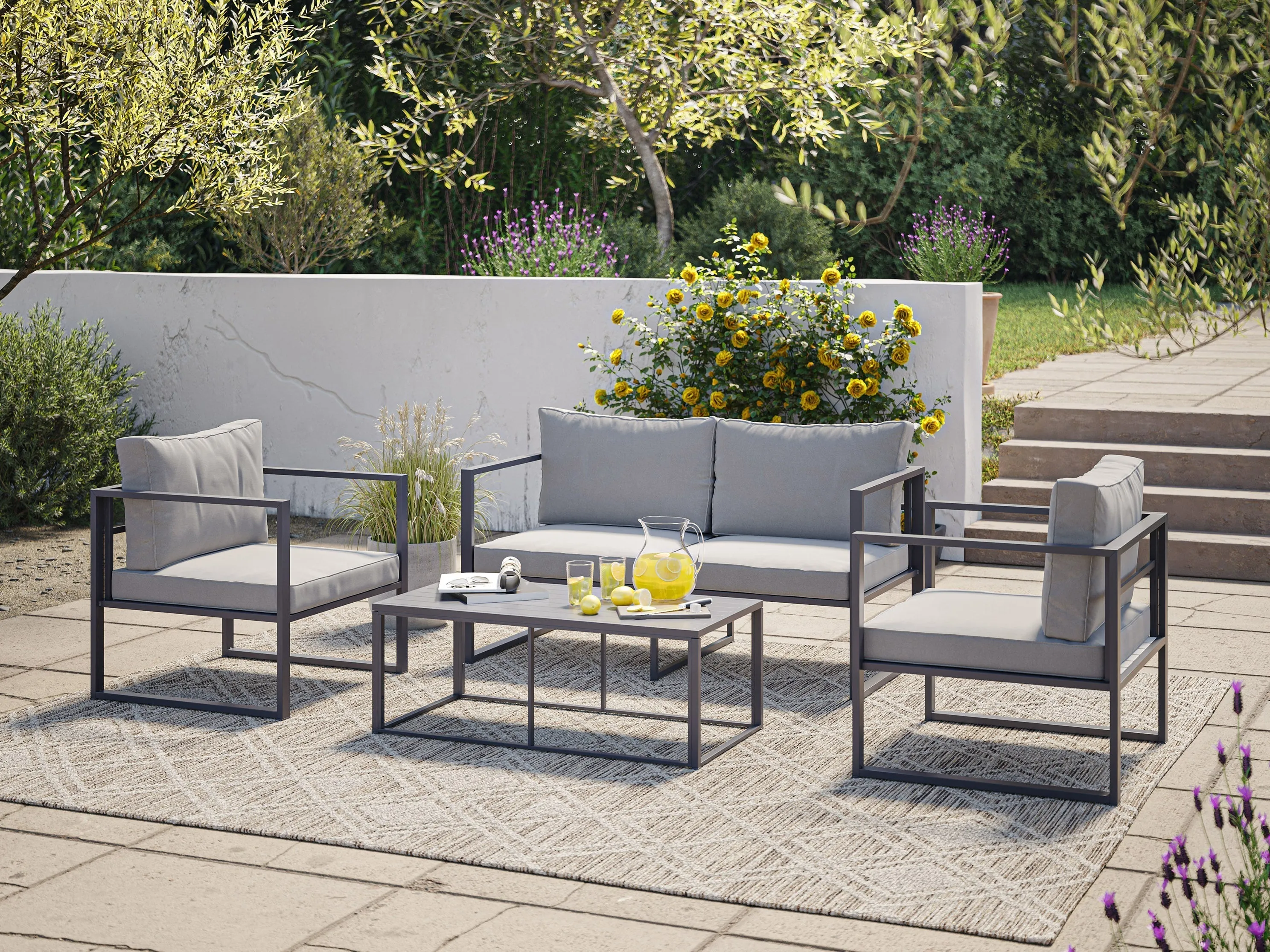 Grey 4-Piece Patio Set