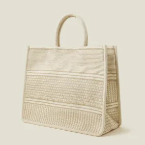 Handheld Book Tote Bag-Natural