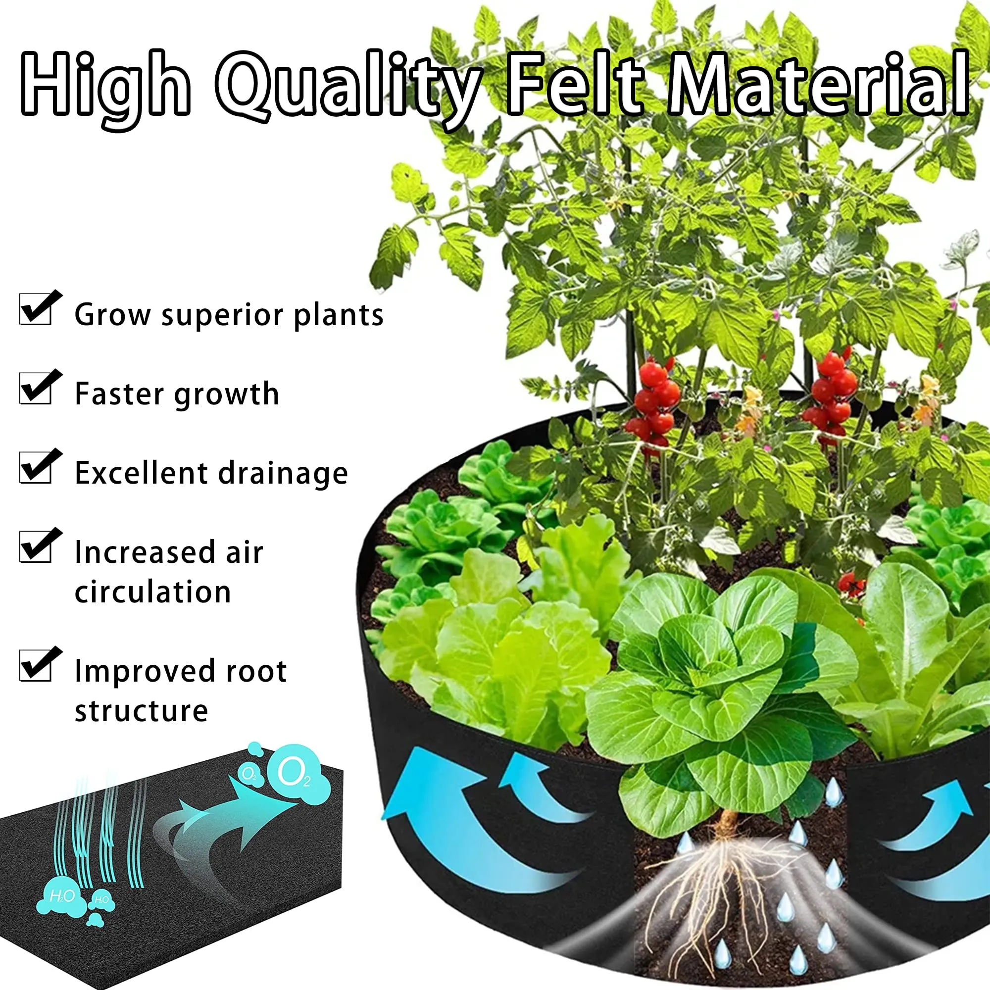 Heavy Duty 400 Gallon Grow Bag, Breathable Plant Pot with Handles