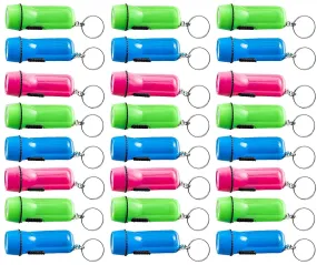 Kicko Mini Flashlight Keychain - 24 Pack - Assorted Colors, Green, Light Blue And Pink