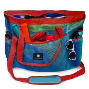 Red Suricata XL Mesh Beach Bag Tote -  Blue & Red