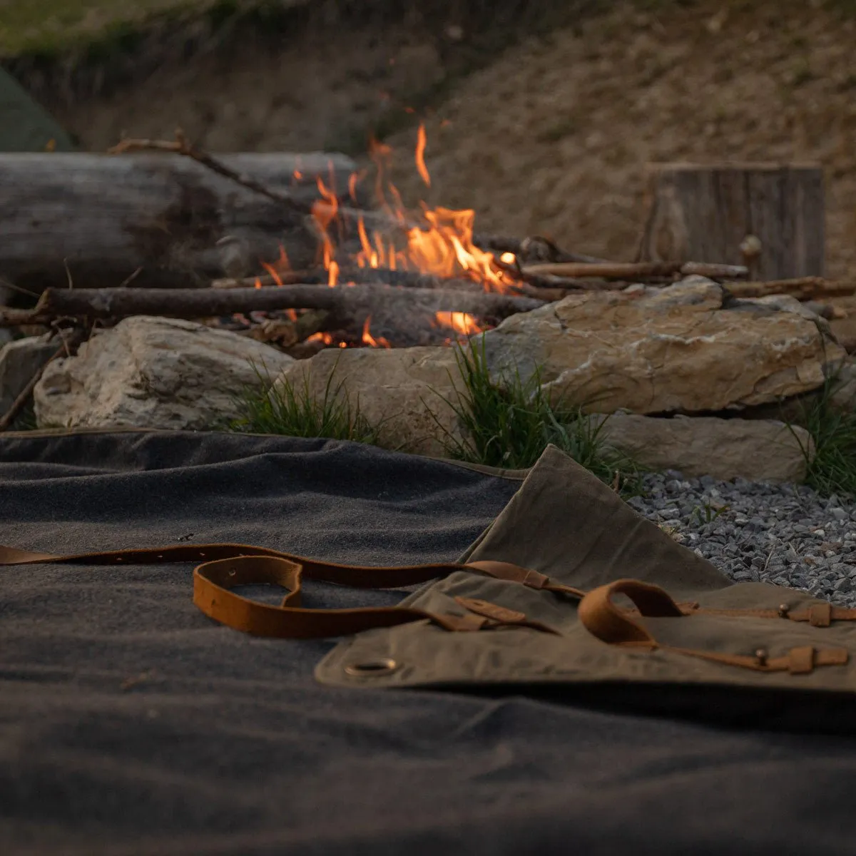 Waxed Canvas & Leather Picnic Rug